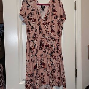 Pink Floral Wrap Dress